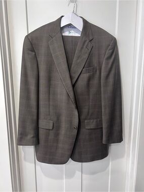 Hart Schaffner Marx Men’s 44R Brown Glen Plaid 2-Piece Suit